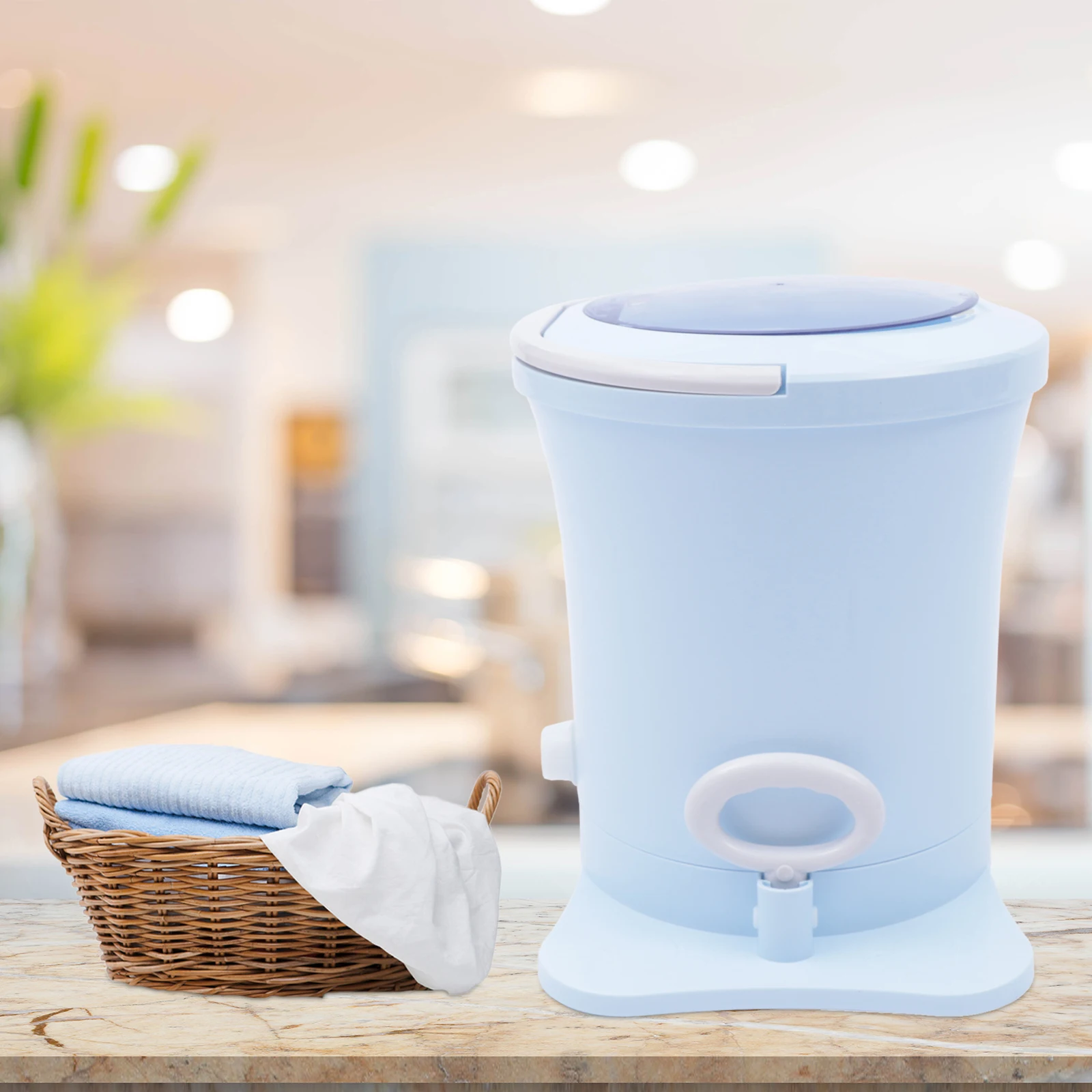 Manual Pulling Rope Dehydrator Portable Laundry Dryer Barrel Double-Drive Design