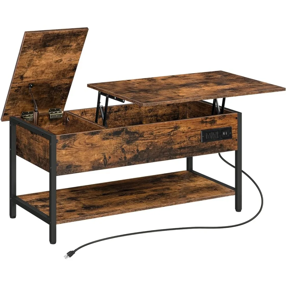 

HOOBRO Lift Top Coffee Table, Coffee Table with Charging Station, Center Table for Living Room, Office, Reception Room