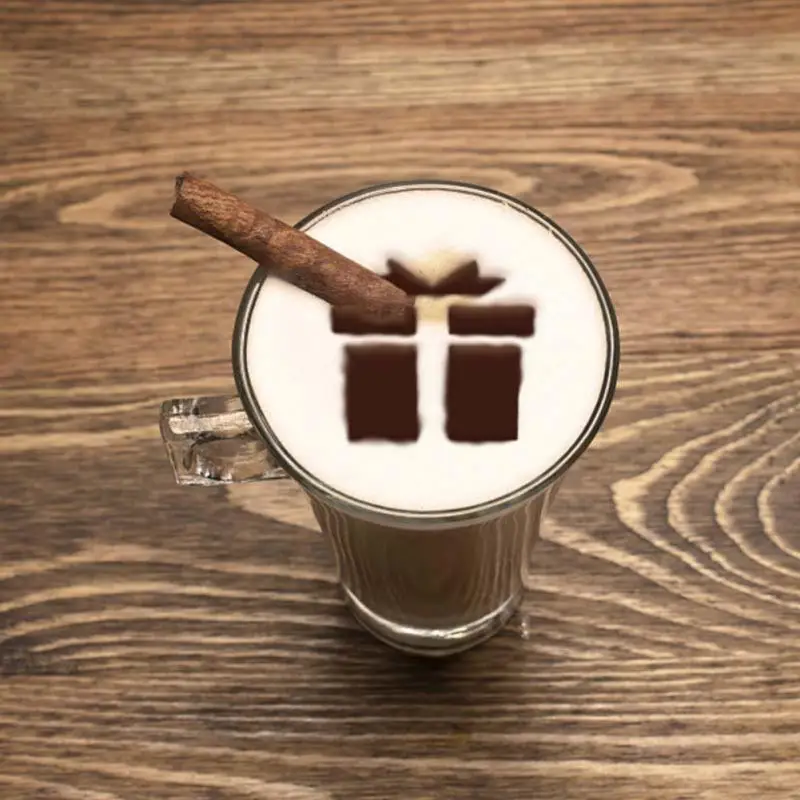 8pcs Christmas Coffee Printing Mold Cappuccino Latte Drawing Mold Coffee DIY Art Stencils Spreading Tool