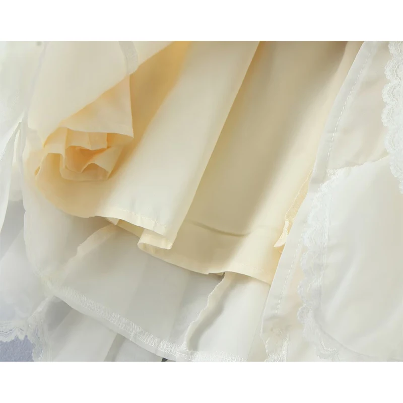 YENKYE New 2025 Women Lace Trim Layered Fairy A-line Skirt For Beach Party Club Streetwear Elastic High Waist Summer Skirts 6