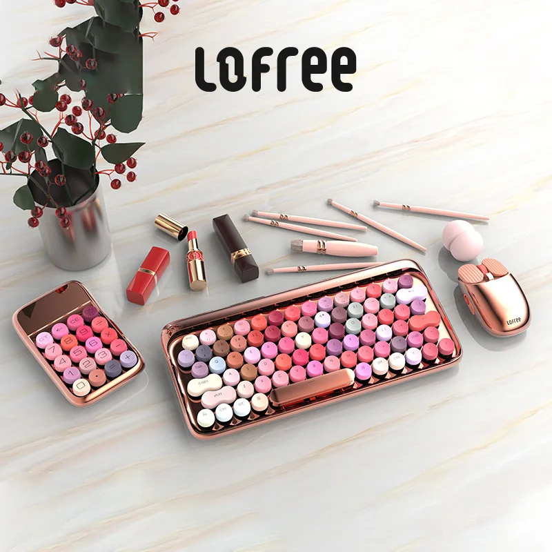Lofree Oro Rosa Meccanico Dot Bluetooth Tastiera Mouse Calcolatrice Per Windows Android Ios Mac Computer Laptop Cellulare Regalo