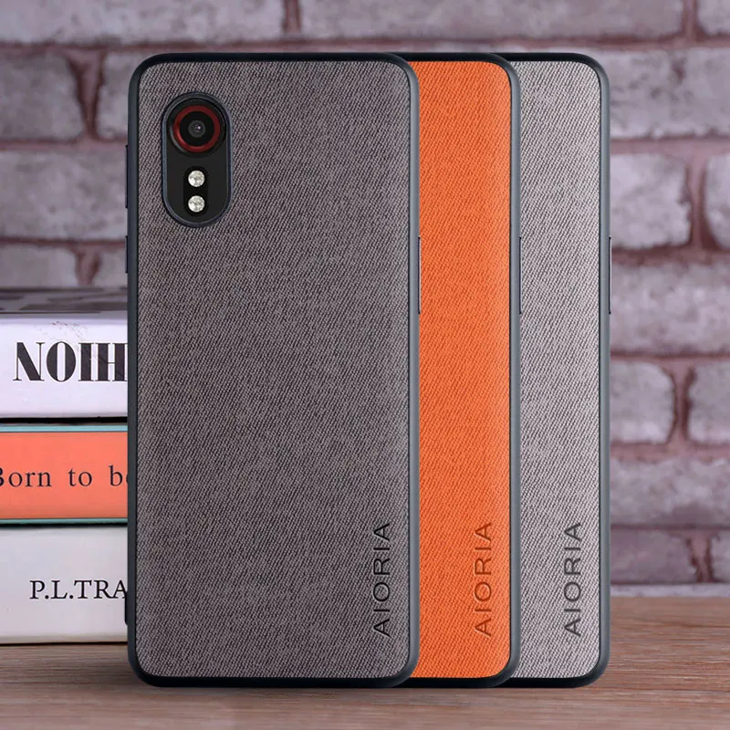 Luxurious Textile Leather Skin Phone Case - Soft & Hard Cover for Samsung Galaxy Xcover 5