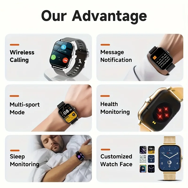 DROPSHIPPING smartwatch wireless calling and answering, heart rate monitoring, blood pressure monitoring, exercise mode 5