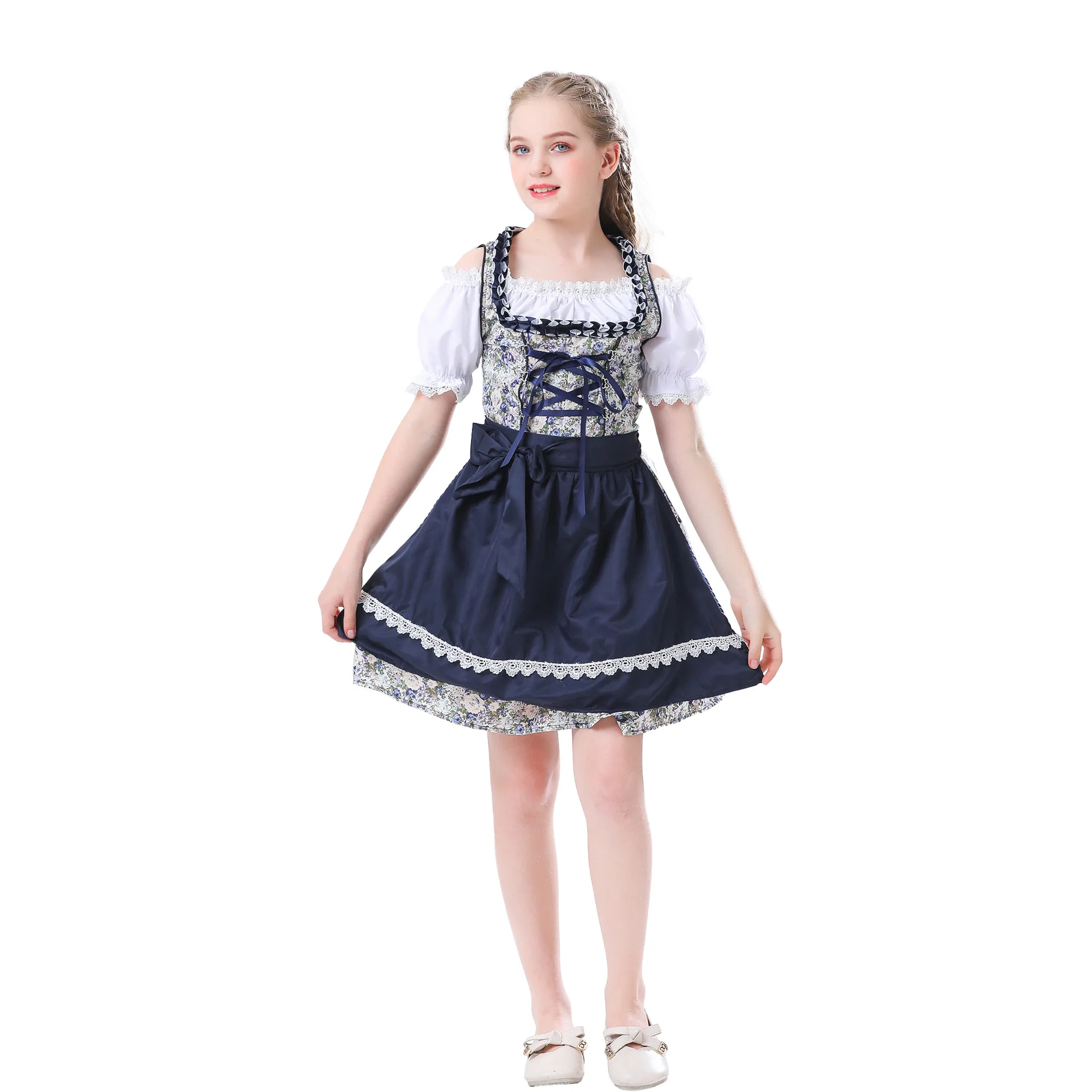 

Girls 2023 Deluxe Oktoberfest Dirndl Bavaria Beer Kid Costume Dress Apron Outfit German Carnival Girl Maid Fancy Dress