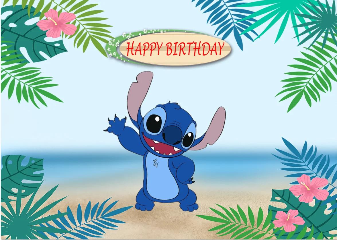 7 X5Ft Sand Beach Sea Tropical Happy Birthday Aloha Hawaii Blue Sky Custom Photo Studio Sfondo Vinile 220Cm X 150Cm