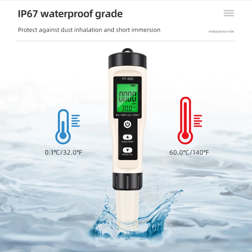 4/3/2 in 1 Optional PH ORP H2 Temperature Hydrogen-rich Meter Portable Pen Water Quality Tester for Aquarium Pool Hydroponic 6