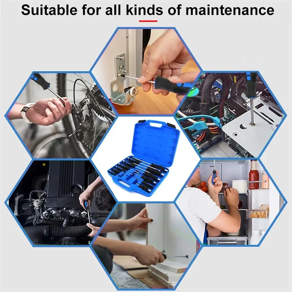 12Pcs Magnetic Screwdriver Set HEAVY DUTY Magnetic Screwdriver Tool Set Cross Head Flat Heads With Box: 3 - 5 Days Free Delivery only UK