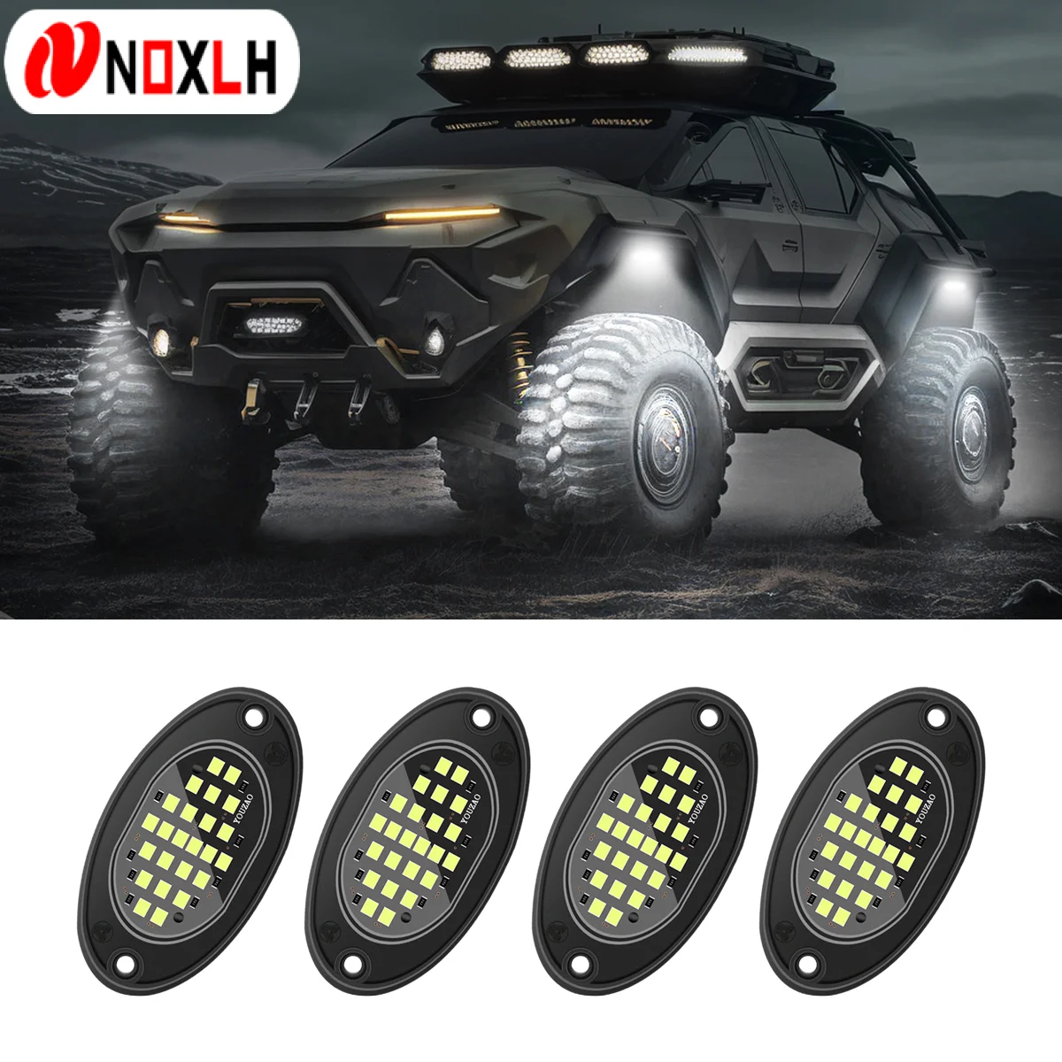 Kit de lumières de roche 24led, 4 pièces, lampe d'ambiance de voiture pour camion tout-terrain SUV 4x4 ATV Jeep néon sous le corps, lumière de plate-forme de sentier