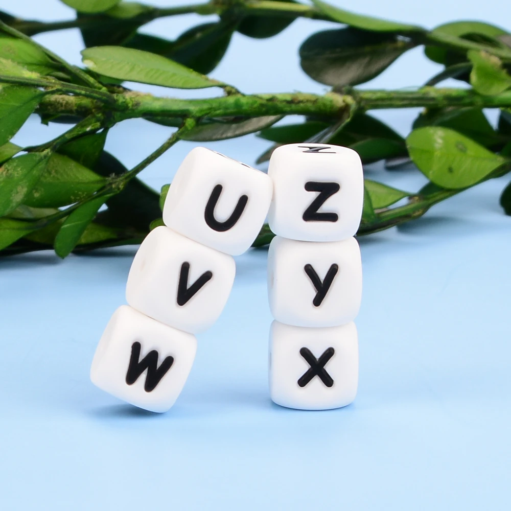 LOFCA 10pcs 12mm Silicone Alphabet Beads BPA Free Baby Teething Alphabet Beads Food Grade Baby Teething Beads DIY Bracelet Neckl 5