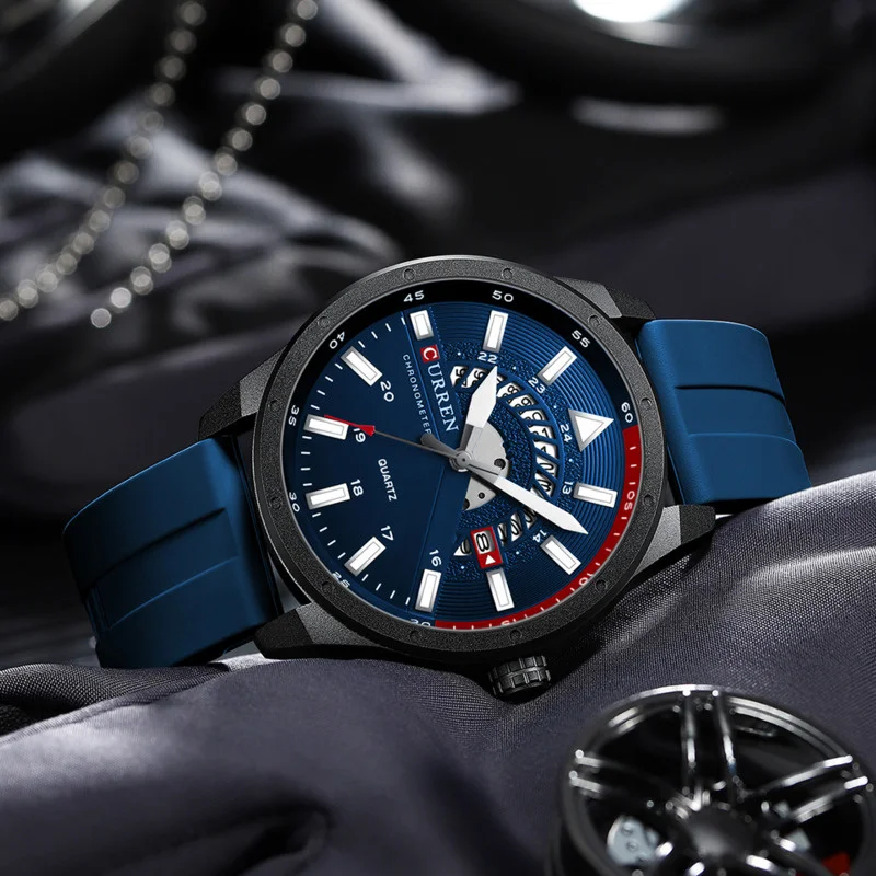 Quartz Watch Men's Fashion Watch Top Luxury Waterproof Sports Men's Watch Silicone Automatic Date Military Style Watch 8421