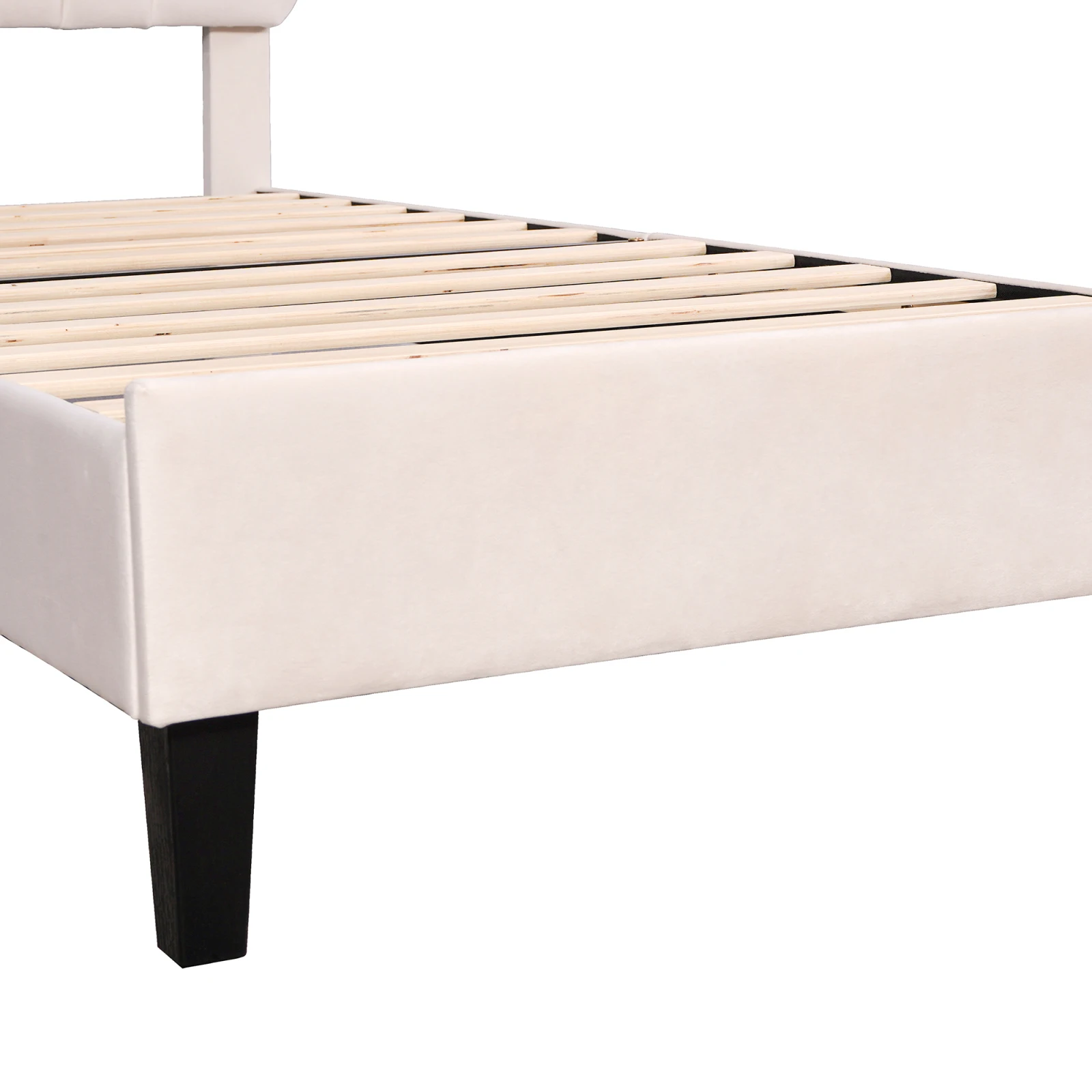 Rosahqnda Kinderbett Einzelbett Polsterbett 90x200cm Blumenkopfteil und Lattenrost aus Stoff für Mädchen ohne Matratze – Detail 8