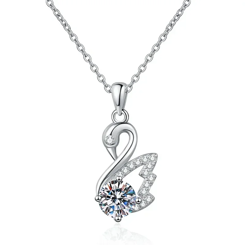 S925 Sterling Silver Moissanite Pendant Necklace for Women,1 Carat