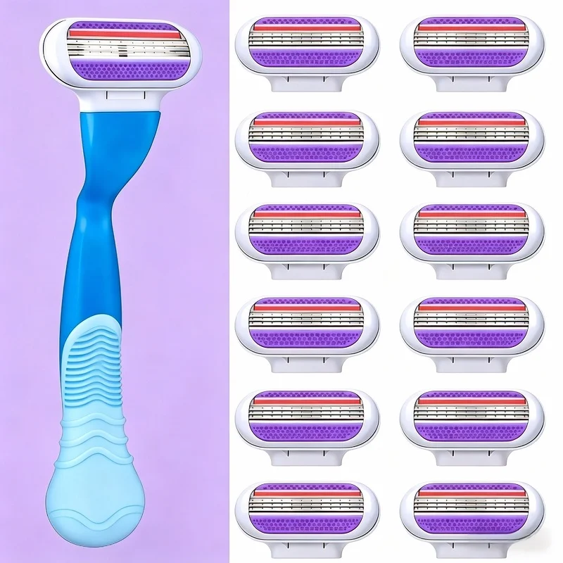 새로운 여성용 안전 면도기 3중 스테인리스 스틸 수동 면도날 바디 헤어 비키니..