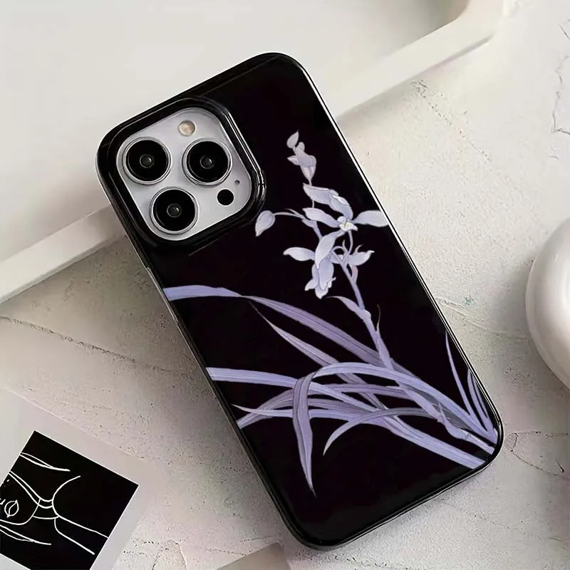 Lily Orchid Flower Print Phone Case - Shockproof Cover for iPhone 11-17 Series