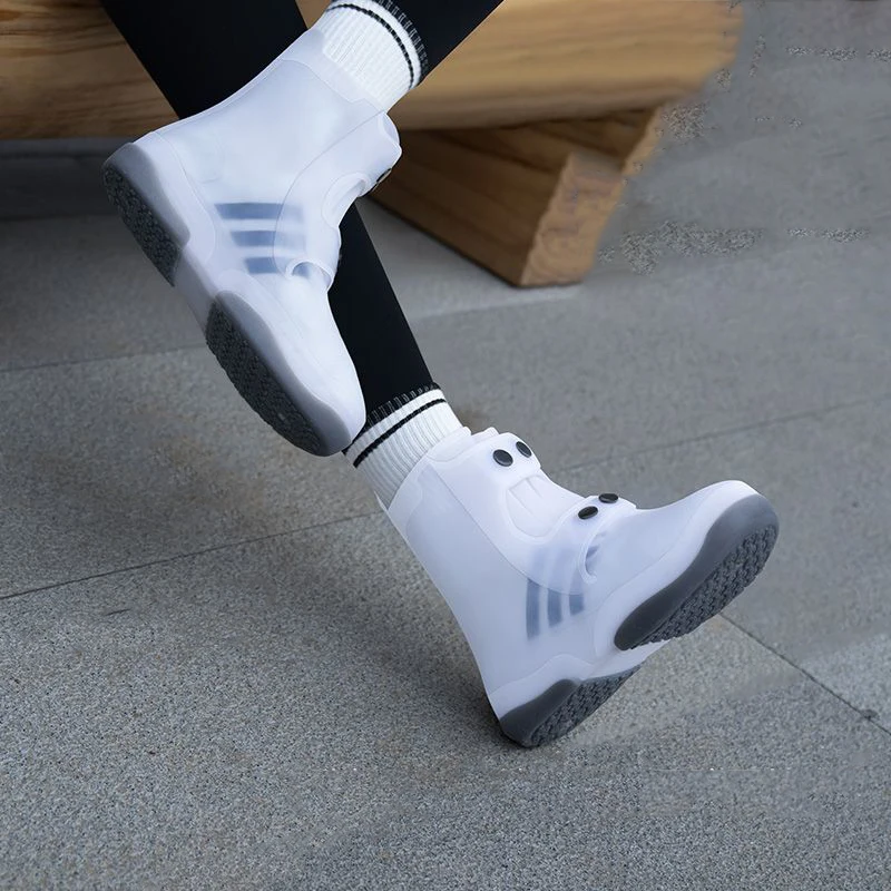 New Two Tone Shoe Covers Waterproof Overshoes Washable Anti Skid Shoe Covers With Button White Durable Shoe Covers Galoshes