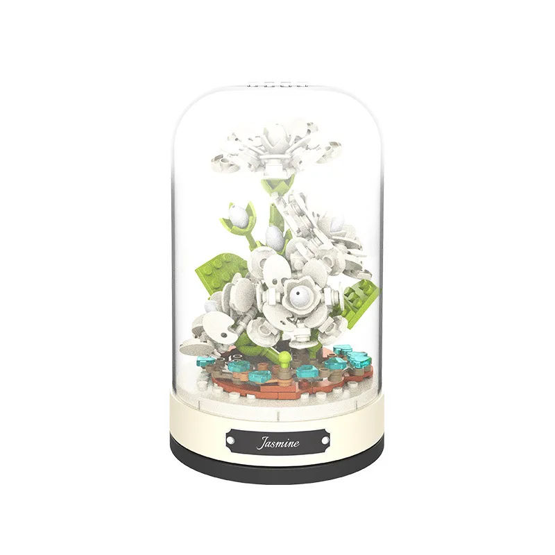 Clockwork rotating music box, building blocks, roses, bells, orchids, puzzle assembly set, Valentine's Day gift 4