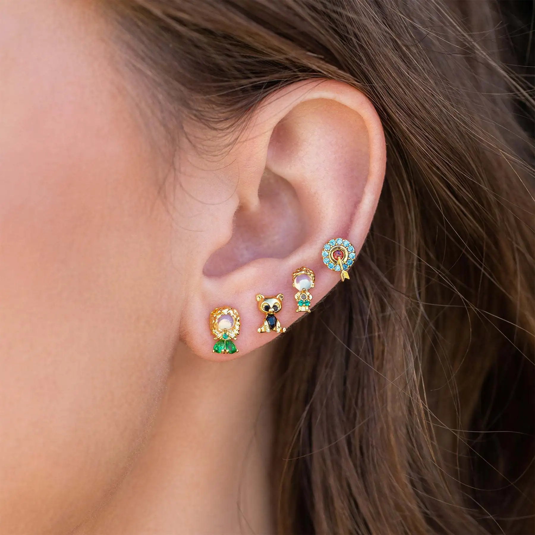Zarte einfache blaue Kristall Ohrstecker für Frauen Regenbogen Zirkon Ohrringe Mädchen Party Hochzeit Verlobung Schmuck – Detail 4