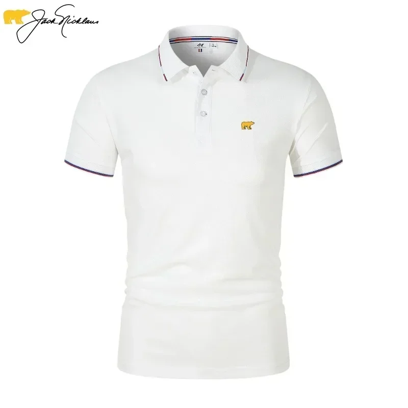 Men Shirts Jack Nicklaus Polo Shirt Casual Short-Sleeve Tee Tops Summer Business Golf Tennis Sports Polo Shirt