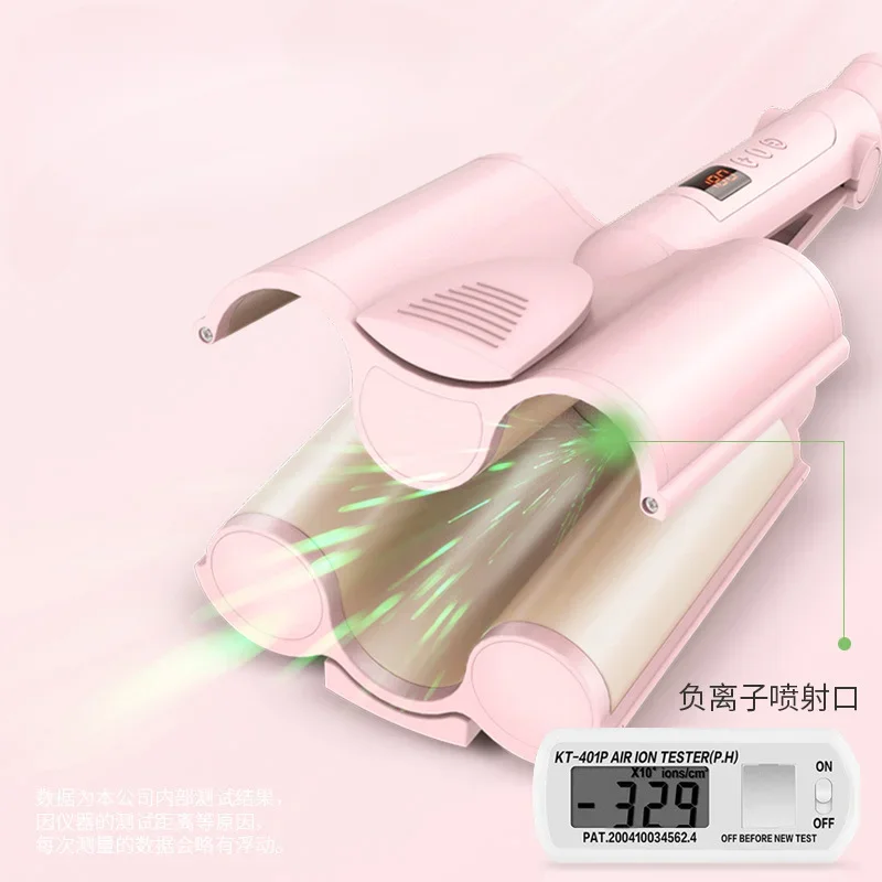 큰 웨이브 컬링 다리미 세라믹 딥 웨이브 컬러 에그 롤, LED 디스플레이, 자동 3 배럴 헤어 스타일러 도구