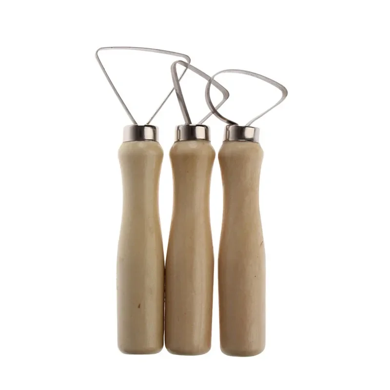 10PCS Wood Handle Wax Pottery Clay Sculpture Carving Tool Stainless Steel Flat Wire DIY Craft Set Wood Knife Polymer Clay Tools