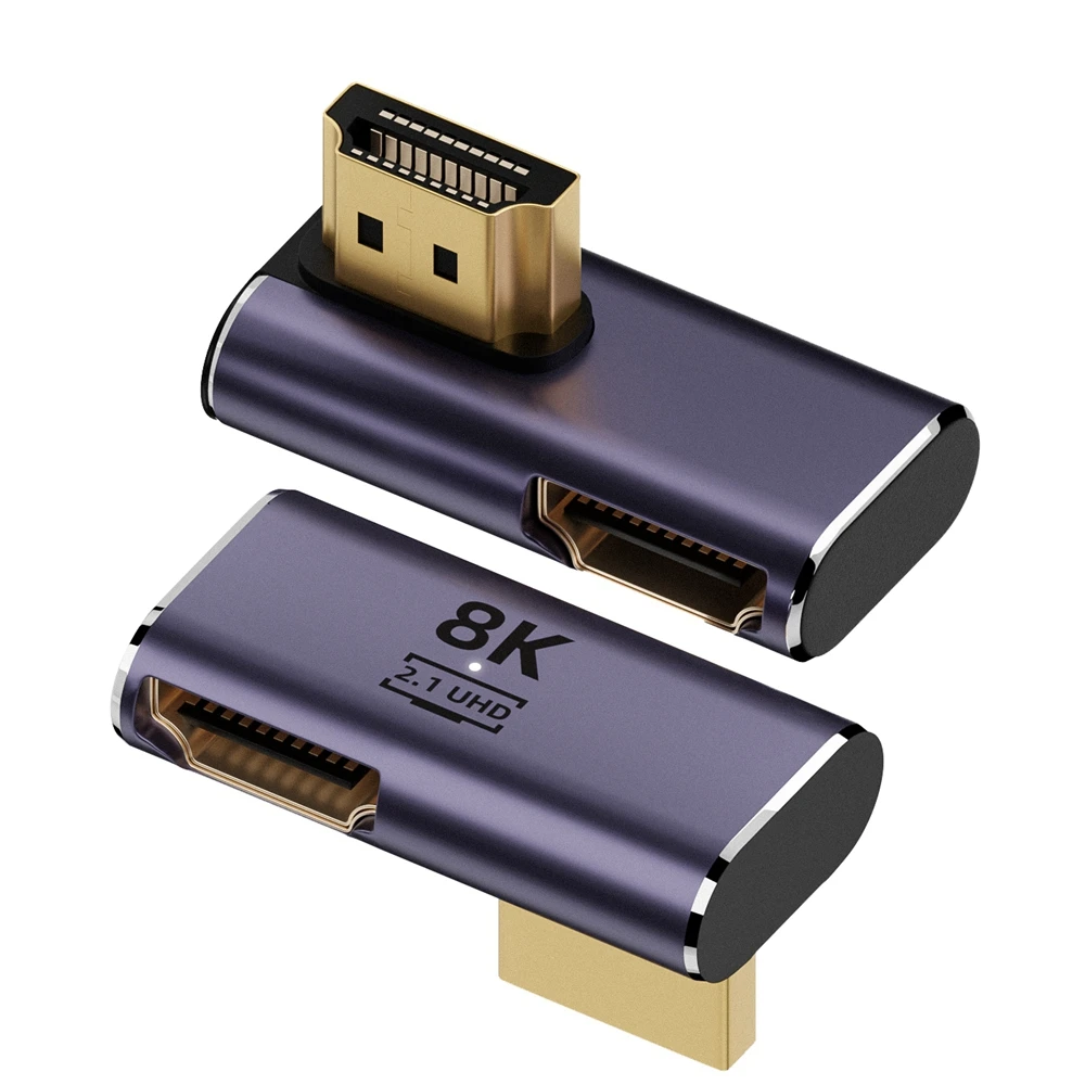 8K HD-Compatible Extender Adapter 90&deg; Plug to Female Converter 4K 120Hz UHD 2.1 Elbow for HDTV PS4 PS5 Laptop