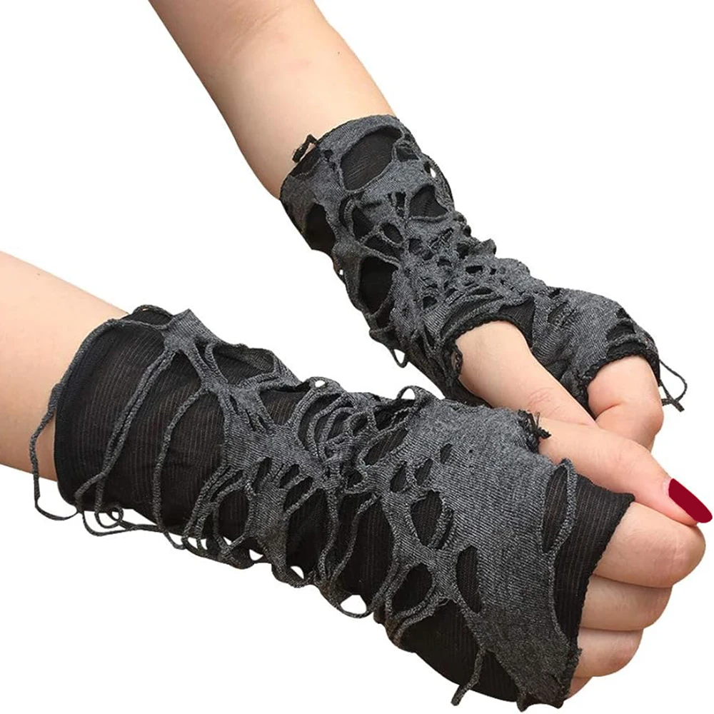 

Women's Punk Fingerless Glove Cosplay Ripped Gloves for Halloween Costume Party 1Pair