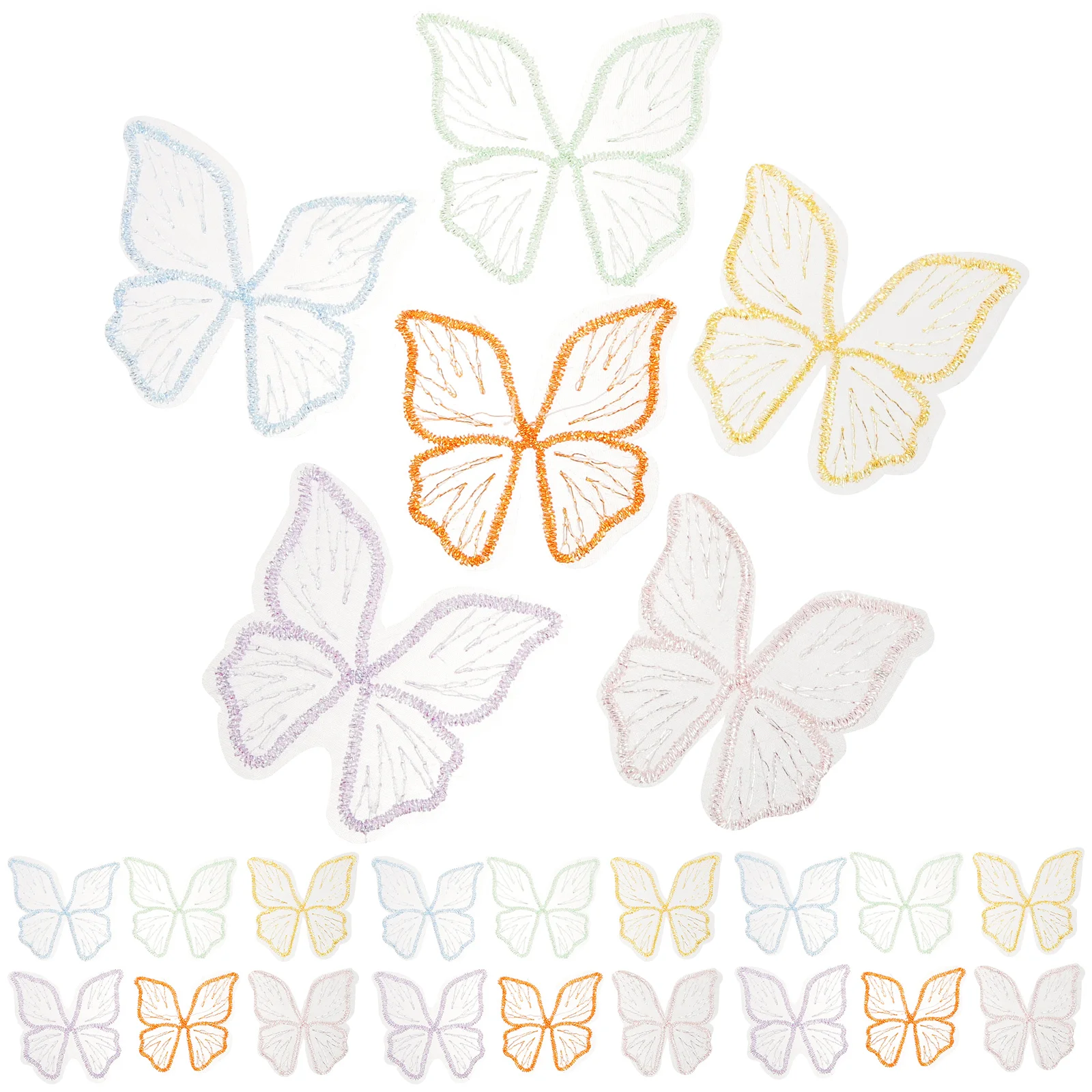 자수 천 패치 나비 패치, 의류 원단 디자인, 다리미 배너, 30 개