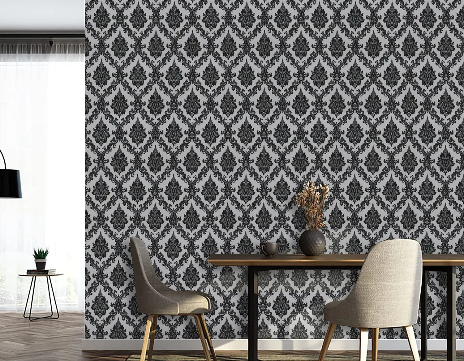 Peel and Stick Wallpaper for Bedroom Black Contact Paper Black and Silver Self Adhesive Wallpaper Decor Vinyl Film WallCovering