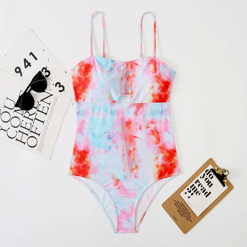 womens swimwear Women's Bikini Swimwear One-piece Vintage Tie-dye Print Sexy Swimsuit Swimming Beachwear Sexy Swimsuit One Piece Swimwear Women triangle bikini set