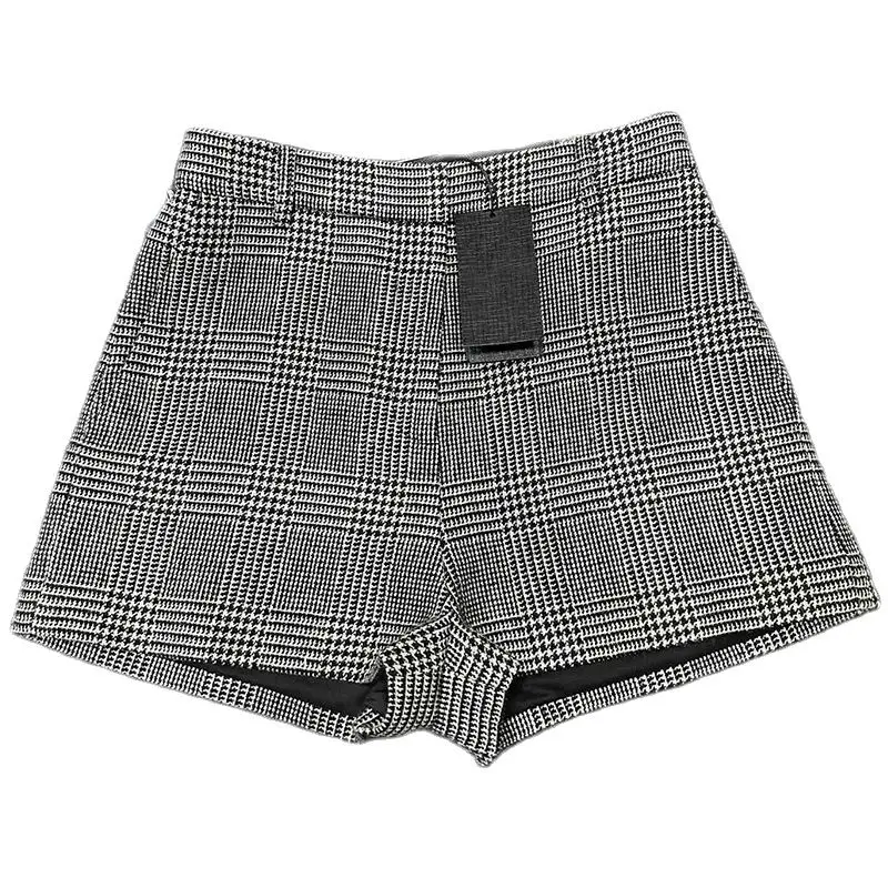 

2023FW New Classic Houndstooth Shorts Fashion Runway High Waist Slimming Wool Blend Striped Shorts Sexy Women High End Clothes