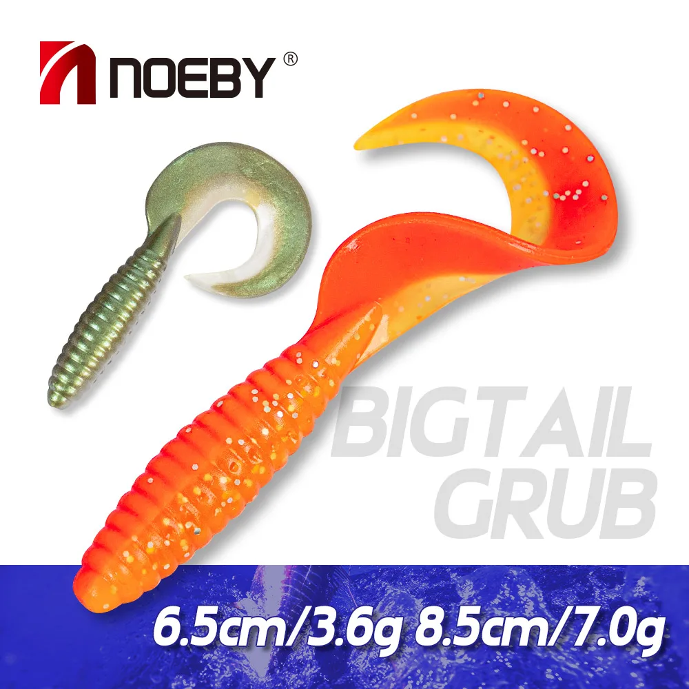 Noeby Soft Lure Grub Worm 6pcs 60mm 85mm Long Tail Jigging Wobblers  Artificial Swimbait Carp Bass Trout Leurre Fishing Tackle