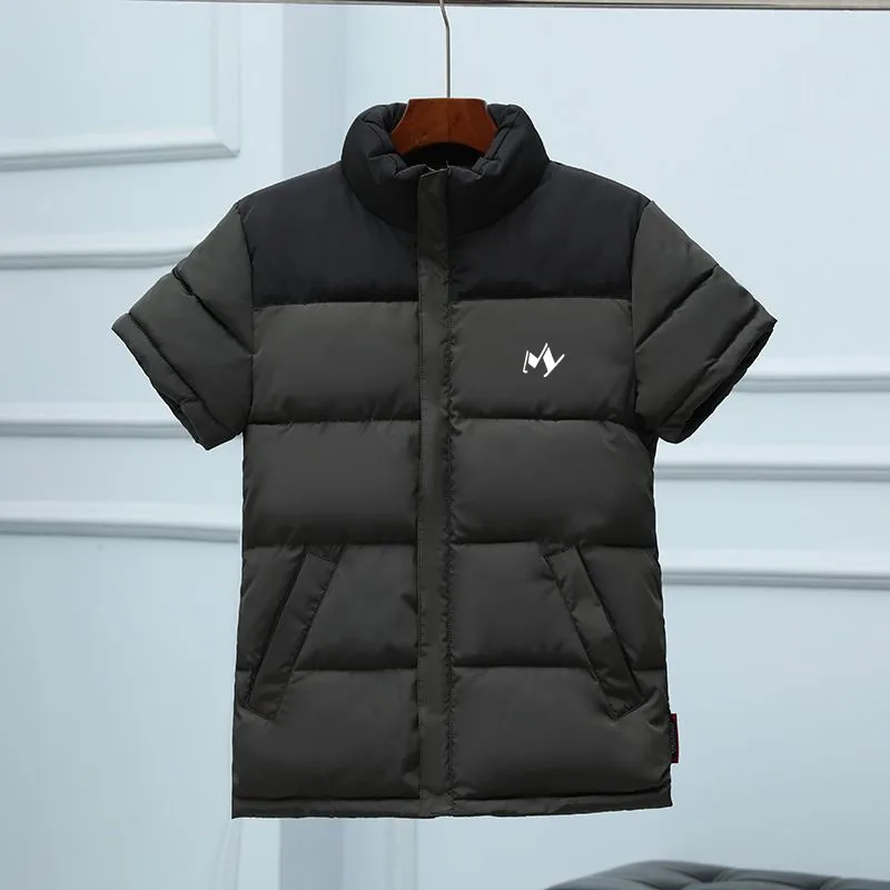 2024 Men's Down Cotton Golf Wear Jacket Winter New Lightweight and Warm Standing Collar Half Sleeved Vest Golf Coats Clothing