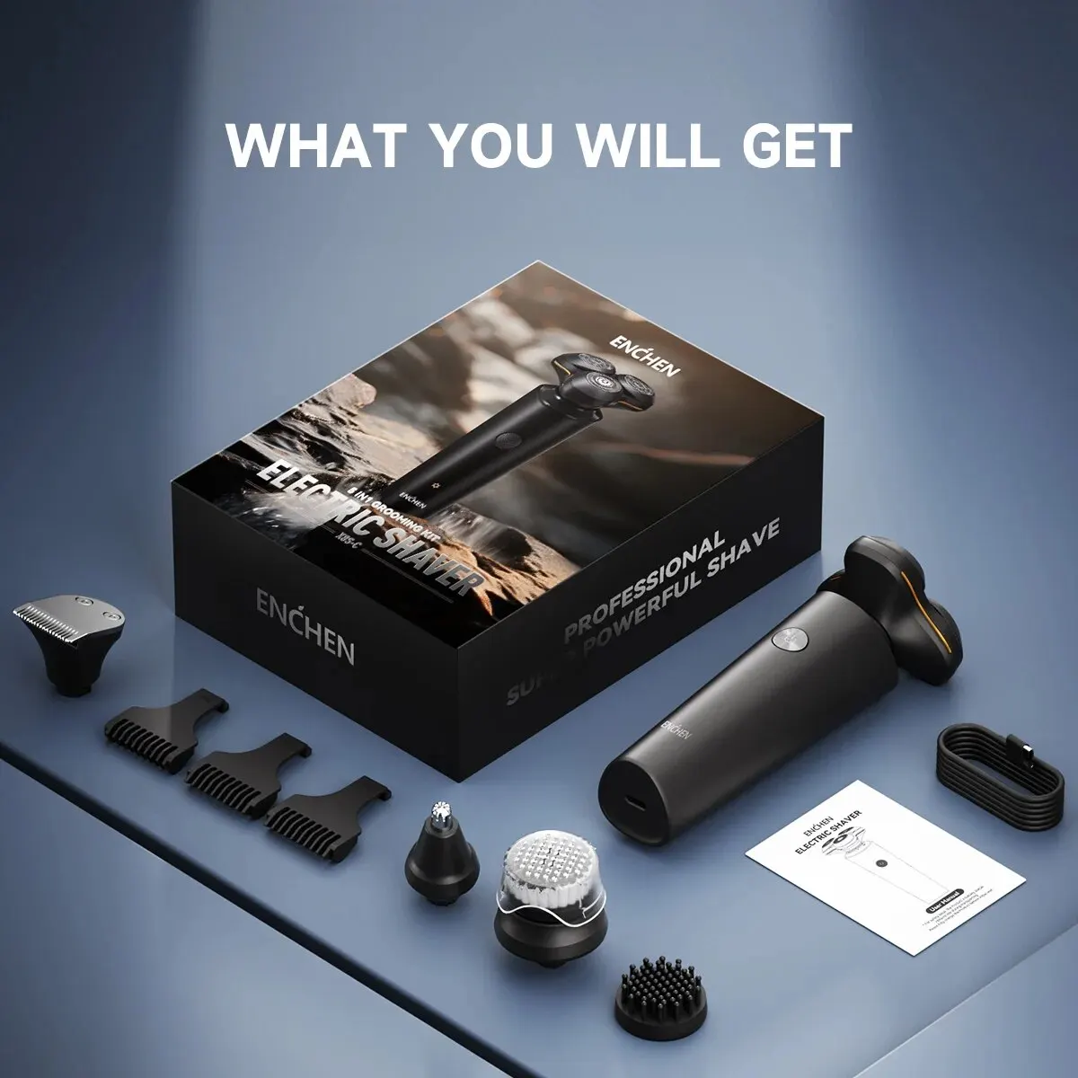 ENCHEN X8S-C Electric Shaver With 4 Replacement Heads Multi-Purpose Waterproof Type-C Rechargeable Portable Men Beard Trimmer hair clipper electric shaver hair trimmer electric razor rotary shaver electrical rotary shaver electric hair clipper cordless shaver