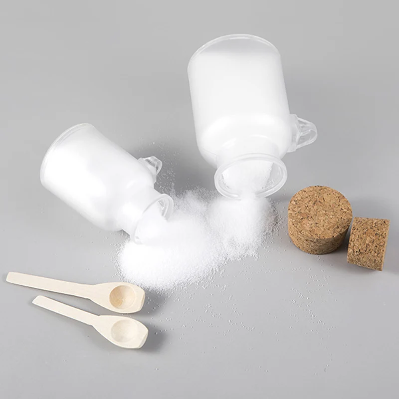 Empty Bath Salt Bottle Plastic Matte Cork Jar Mask Scrub Facial Cream Powder Container Refillable Durable Bottle with Wood Spoon