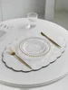 AhunderJiaz Light Luxury Natural Shell Tray Dining Table Insulating Mat Desktop Organizer Flower Trimmed Decorative Placemats 5