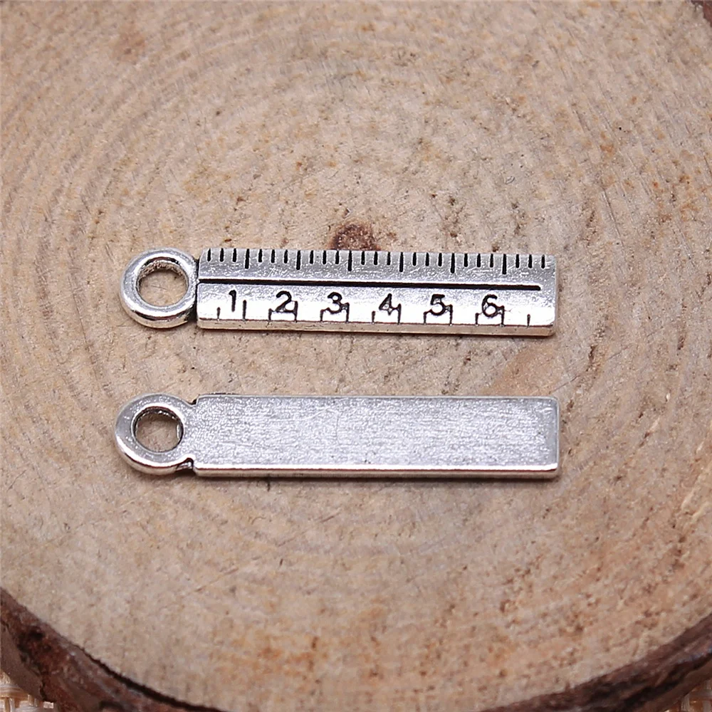 WYSIWYG 20pcs 24x5mm straighghtedge 통치자 매력 펜 던 트 쥬얼리 만들기 학교 용품 펜 던 트 매력