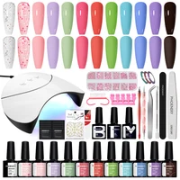 PHOENIXY Nail Gel Set with Lamp 12PCS Gel Nail Polish Semi Permanent Gel Varnish Base Matte Top Coat 8ML UV Gel Kit Nail Salon 1