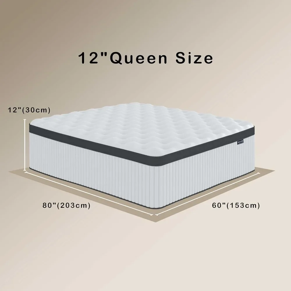 Queen Mattress, 10",12" & 14 Inch Innerspring Hybrid Mattress in a Box with Gel Memory Foam,Pressure Relief,Medium Firm Support 2
