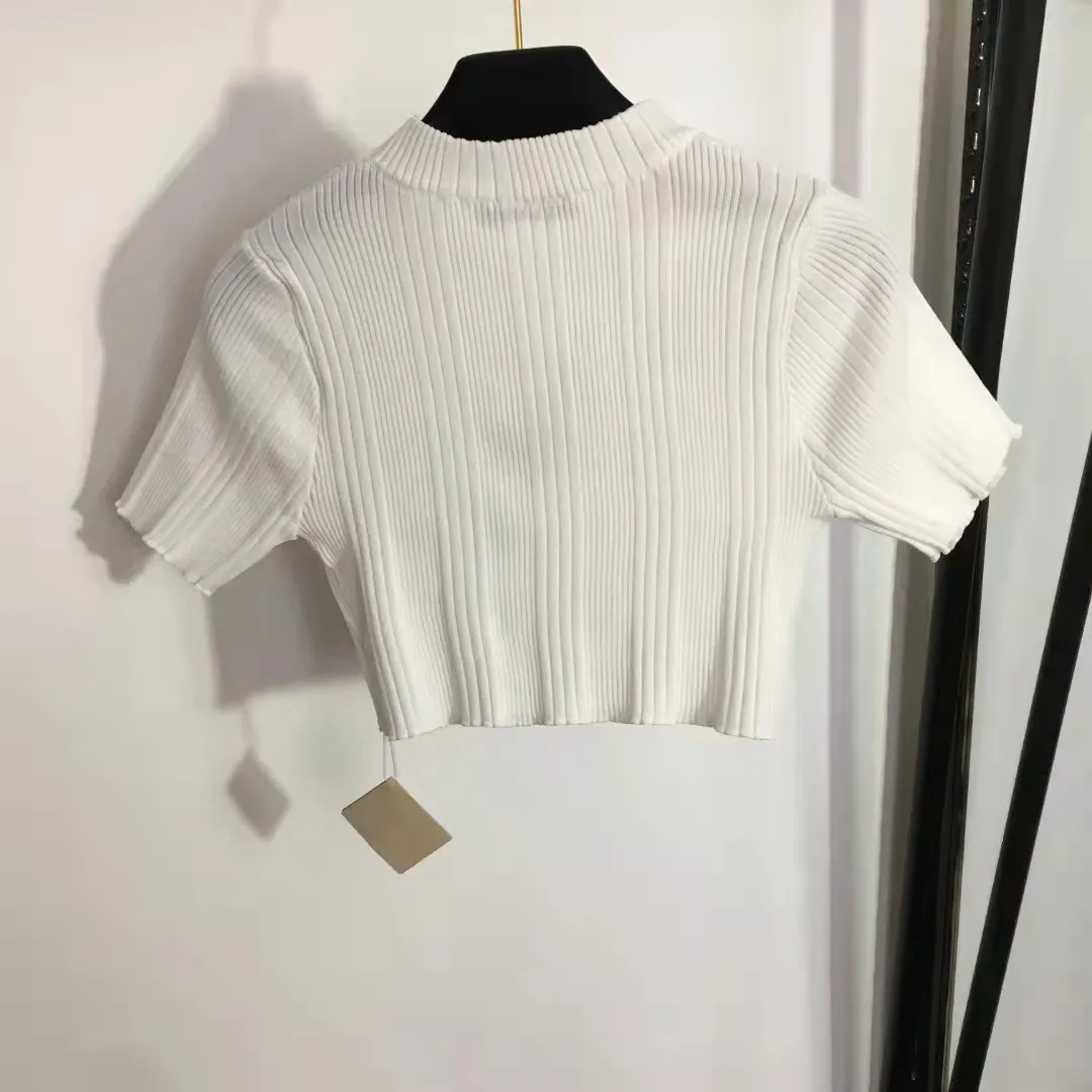 

2023 new fashion high quality beach holiday style chest embroidered shorts knitted top