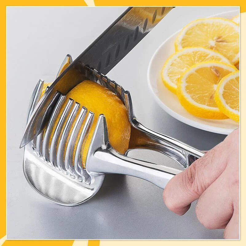 2Pcs Onion Holder Slicer, Stainless Steel Tomato Lemon Potato Vegetable  Holder Slicer Cutter Tool for Kitchen Worker Slicing