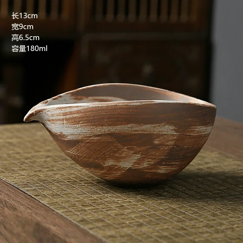 Gilded Irregular-Shaped Japanese Handmade Pottery Tea Divider Cup