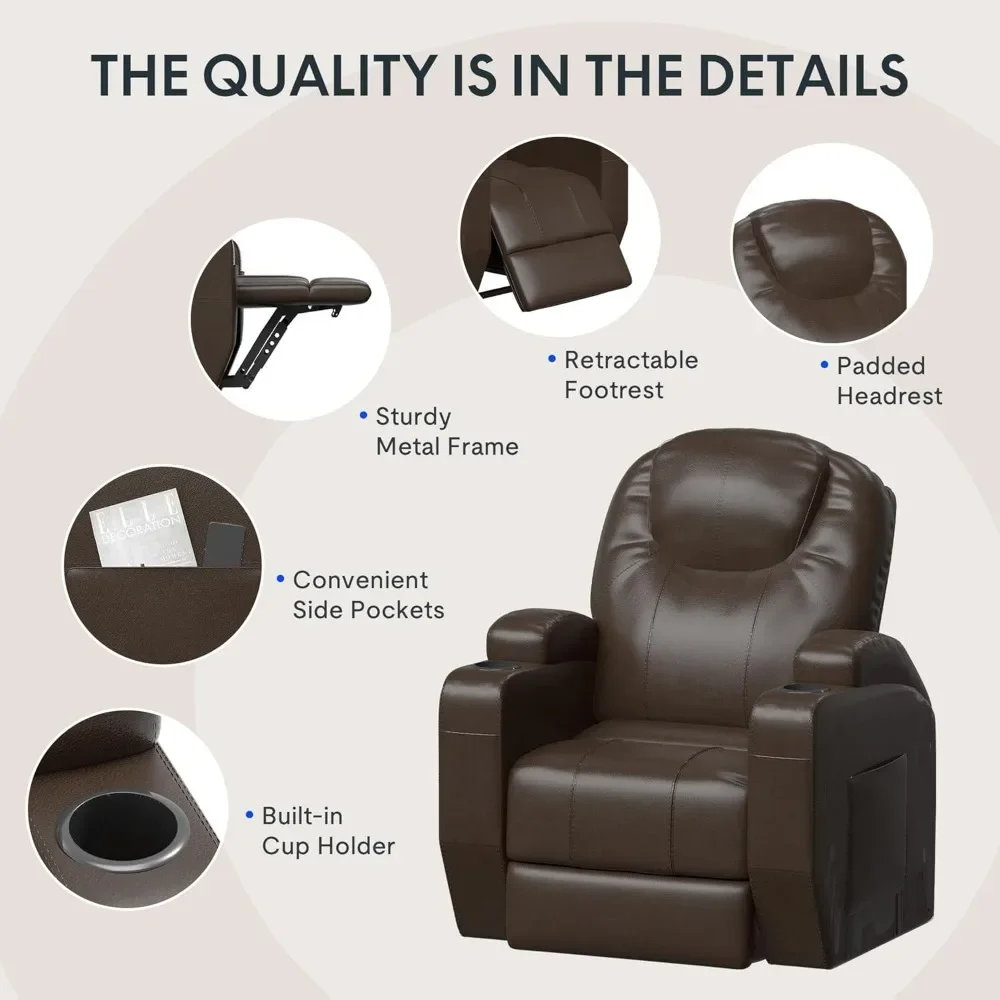 Power Lift Recliner Chair for Elderly,PU Leather Lift Chair Sofa w/Cup Holders, Side Pockets for Living Room Bedroom