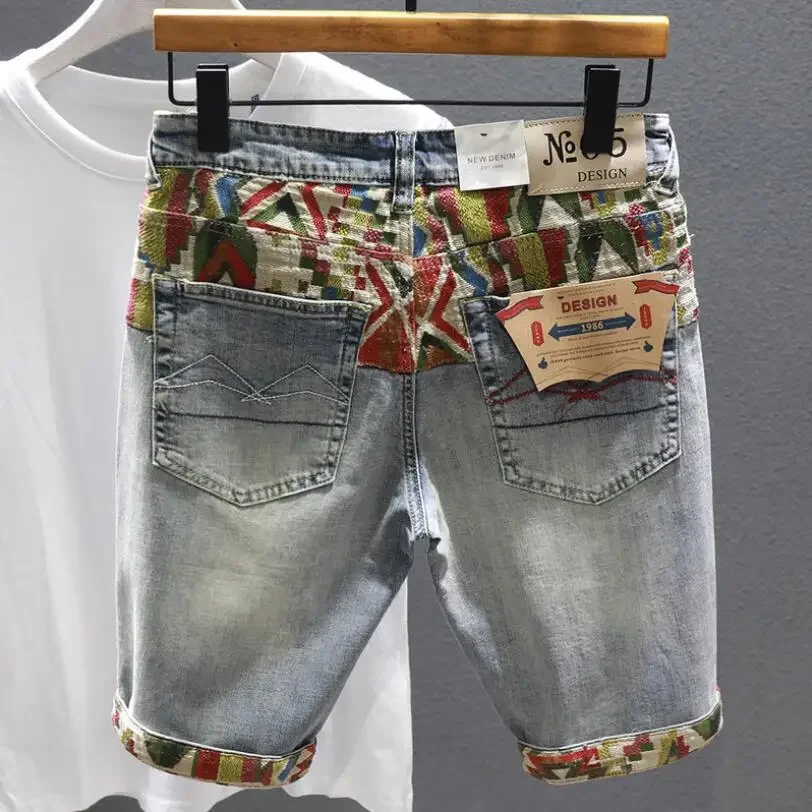 Men Denim Shorts Stretch Holes Casual Cotton Summer Man Thin Elastic Fit men jeans mens jeans jeans trousers denim trousers mens casual trousers