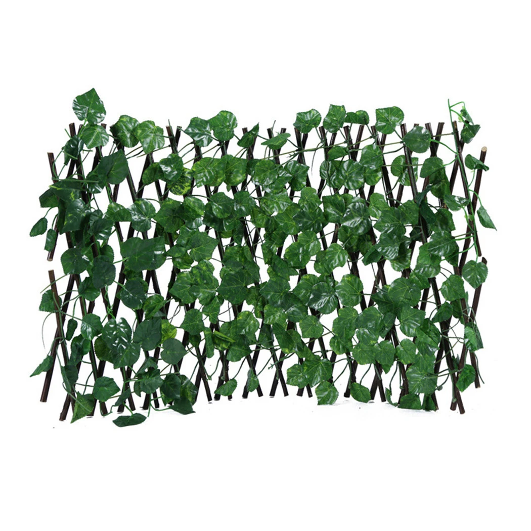 

Garden Privacy Screen featuring Expanding Trellis Fence with Artificial Ivy Leaves Suitable for Living Space & Office