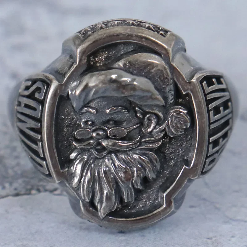 18g Santa Claus Christmas Saint Nicholas Believe Rings Real  Customized 925 Solid Sterling Silver Rings Many Sizes 6-13