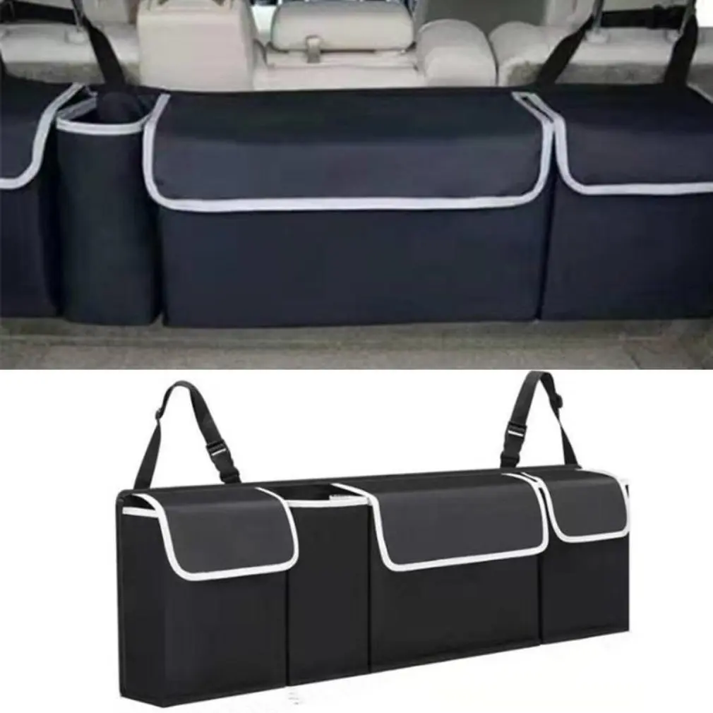 

Вместительный Регулируемый автомобильный ящик для хранения на заднем сиденье, 4 сумки, органайзер для багажника, многофункциональные Оксфордские органайзеры для спинки сиденья автомобиля, аксессуары для автомобиля