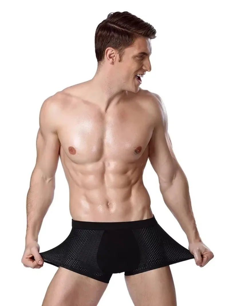 Men's Underwear Plus Size 8XL Bamboo Fiber Breathable Boxer Shorts Anti Chafing Solid 4 Pack Moisture Wicking Underpants