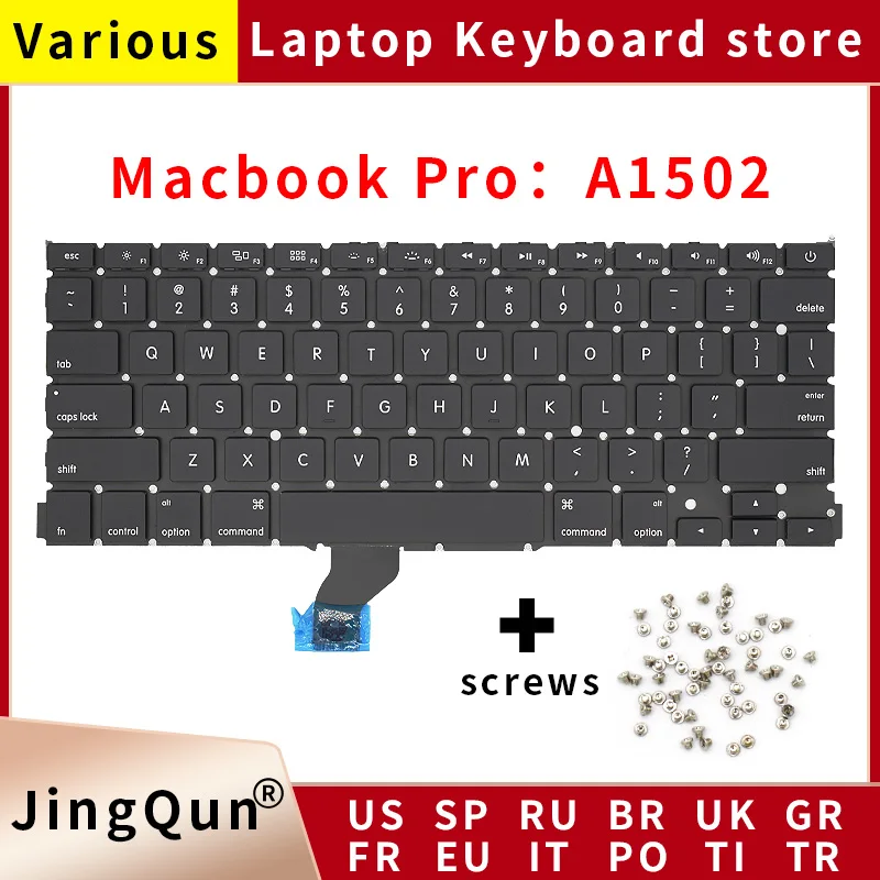 Teclado Notebook para Macbook Pro Retina Eua Reino Unido Espanha Russo Francês Suíço Portugal 13 A1502 Layout 2013 2014 2023 Ano Novo