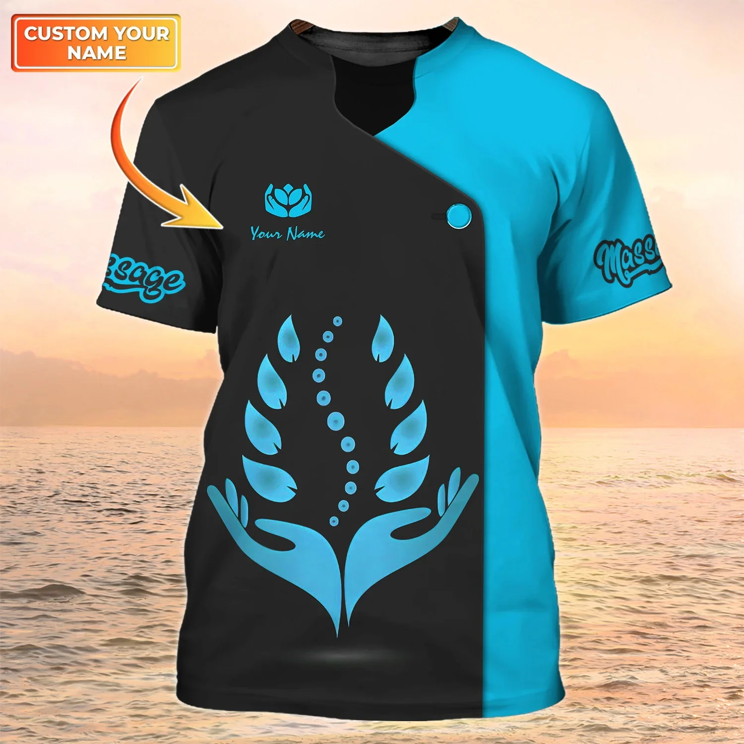 Neueste Sommer männer T-shirt Massage Therapeuten Pesonalized Name 3D Gedruckt t shirt Unisex Casual Tops Schönheit Spa Uniform DW153 – Detail 30