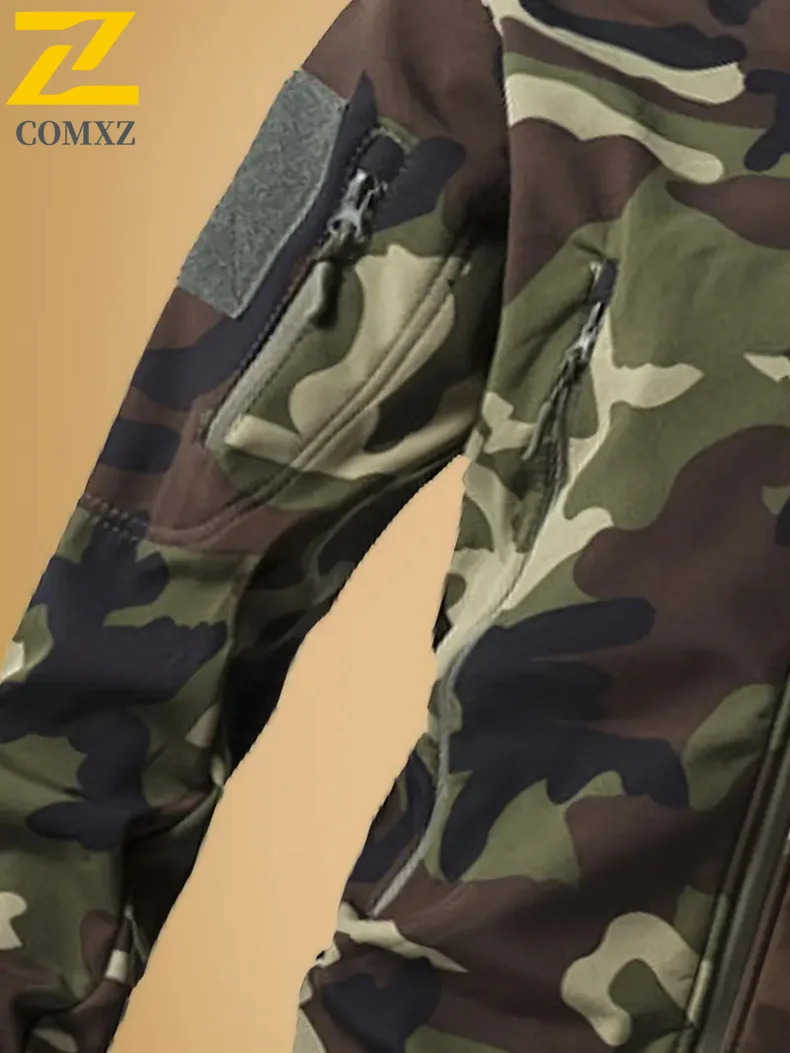 EiAO Men's Tactical Military Camo Softshell Jacket Winter Fleece Lined Waterproof Assault Windbreaker Outdoor Combat Coat​